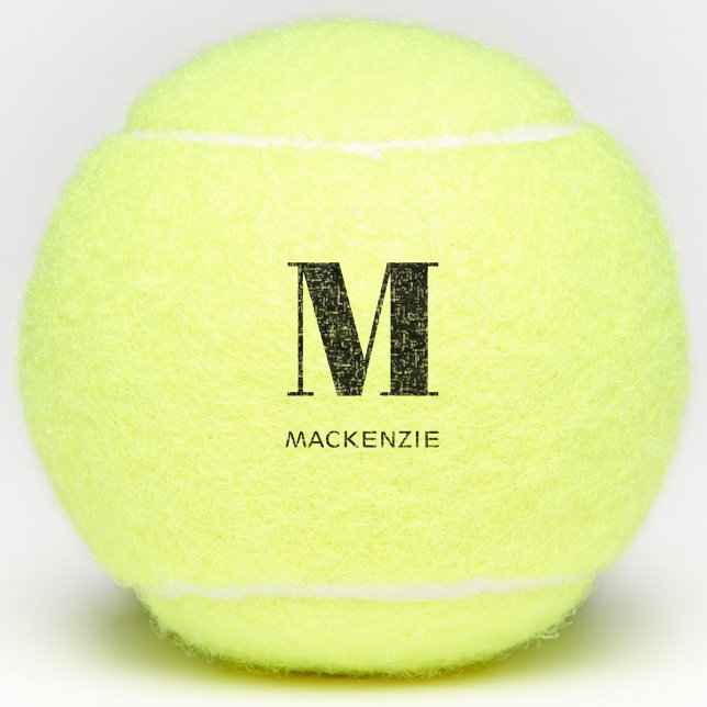 Monogram Initial Name Personalized Tennis Balls (Monogram initial minimalist personalized tennis balls)