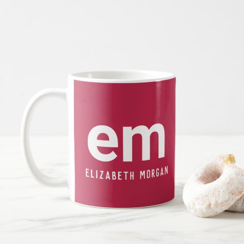 Monogram Initial Name Pink Modern Minimal Bold  Coffee Mug