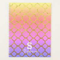 Monogram Initial Name Rose Gold Pink Foil Ombre Planner