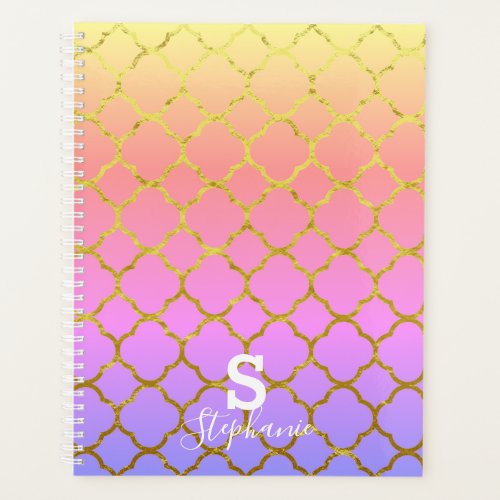 Monogram Initial Name Rose Gold Pink Foil Ombre Planner