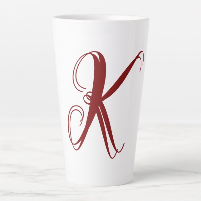 Monogram Initial Name Script Minimal Wedding Gift Latte Mug (Front)