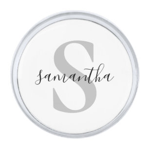  Monogram Initial Name  Silver Finish Lapel Pin