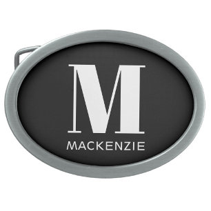 Monogram Initial Name Simple Belt Buckle