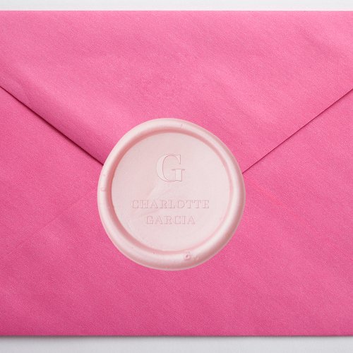Monogram initial name simple blush pink wax seal stamp