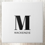 Monogram Initial Name Simple Ceramic Tile<br><div class="desc">Modern typography minimalist monogram initial name design which can be changed to personalize.</div>