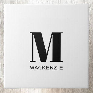Monogram Initial Name Simple Ceramic Tile