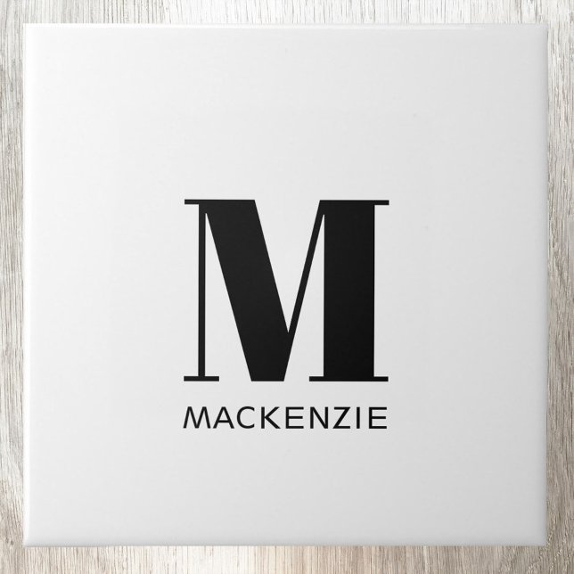 Monogram Initial Name Simple Ceramic Tile (Simple monogram initial name personalized ceramic tile)