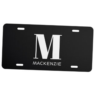 Monogram Initial Name Simple License Plate