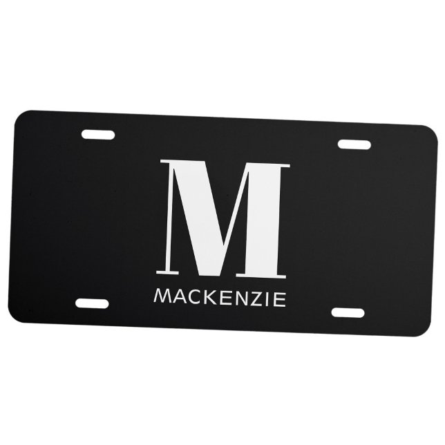 Monogram Initial Name Simple License Plate (Simple minimalist monogra initial name personalized license plate cover)
