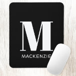 Monogram Initial Name Simple Mouse Pad<br><div class="desc">Modern typography minimalist monogram initial name design in white on black which can be changed to personalize.</div>