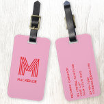 Monogram Initial Name Simple Pink and Red Luggage Tag<br><div class="desc">Elevate your travel experience with this modern typography minimalist monogram initial name design in pink and red which can be changed to personalize. These stylish tags not only ensure your luggage stands out on the carousel but also add a personal touch to your travel essentials. Designed for easy identification, making...</div>