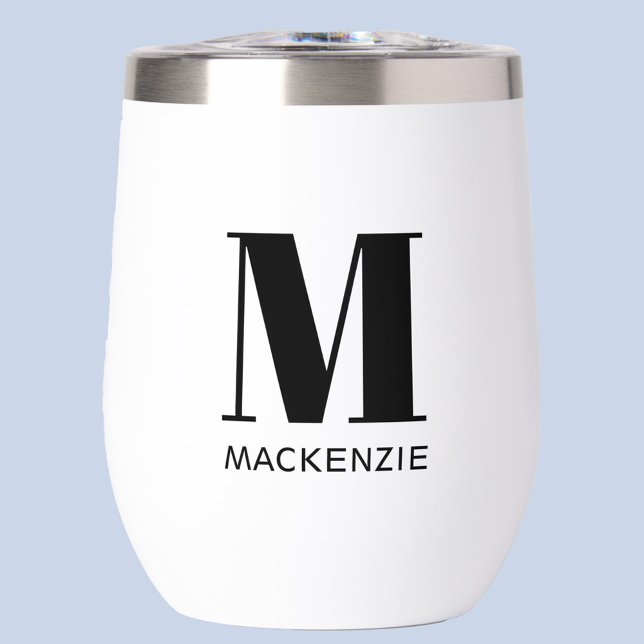 Monogram Initial Name Simple Thermal Wine Tumbler (Simple modern monogram initial personalized name thermal wine tumbler)