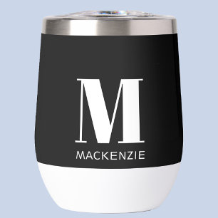 Monogram Initial Name Simple Thermal Wine Tumbler