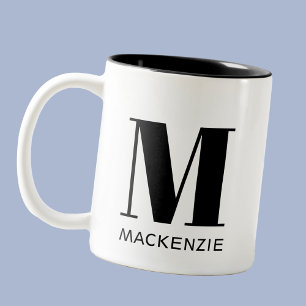 Monogram Initial Name Simple Two-Tone Coffee Mug