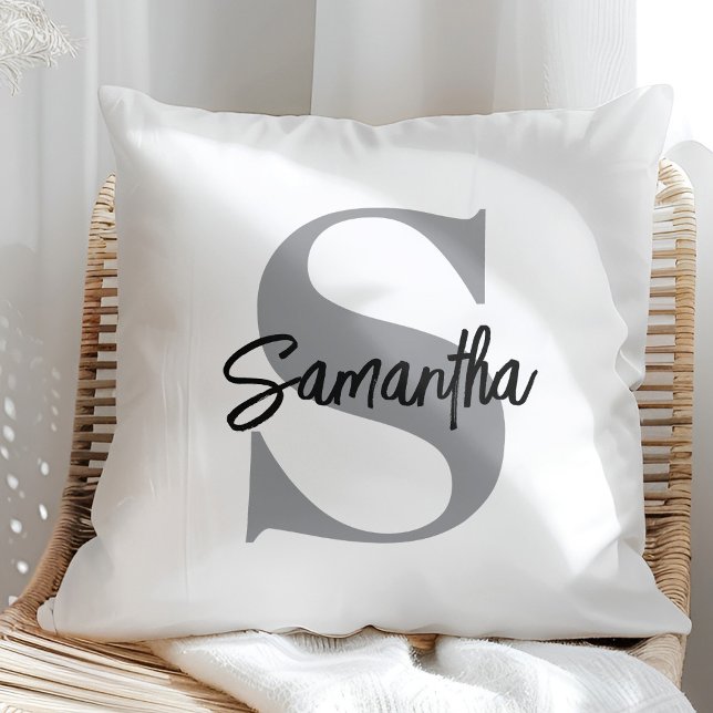 Monogram Initial Name  Throw Pillow (Creator Uploaded)