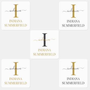 Monogram Initial Name Typography Kids' Labels