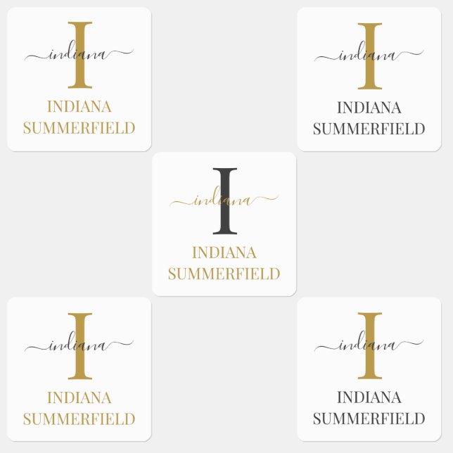 Monogram Initial Name Typography Kids' Labels (Group)