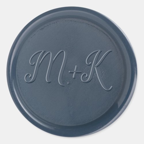 Monogram Initial Navy Blue Wax Seal Sticker