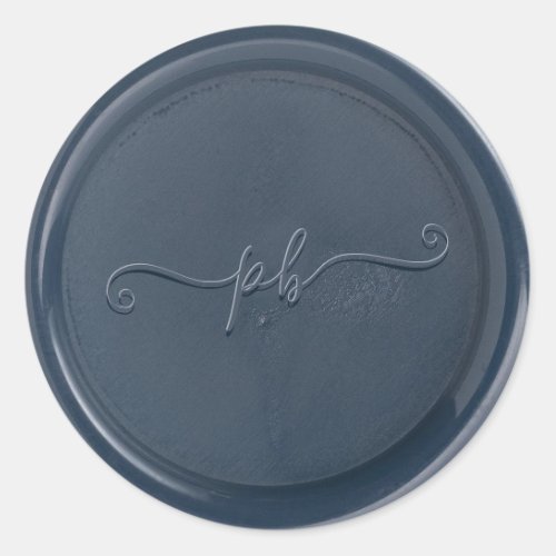 Monogram Initial Navy Blue Wax Seal Sticker