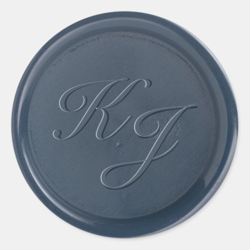 Monogram Initial Navy Blue Wax Seal Sticker