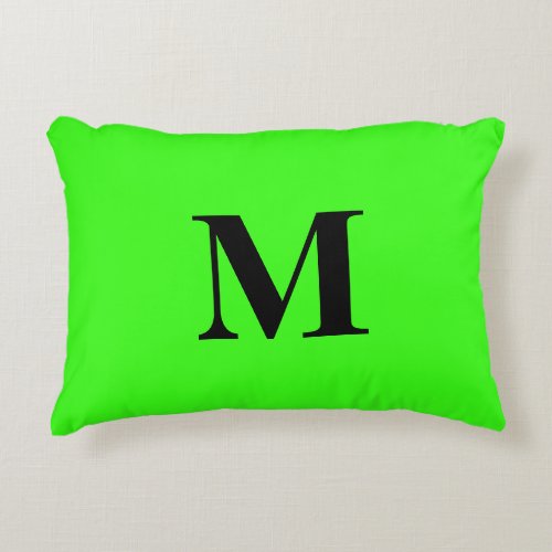 Monogram Initial Neon Green Colorful Bright Gift Accent Pillow