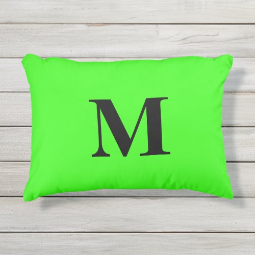 Monogram Initial Neon Green Colorful Bright Gift Outdoor Pillow