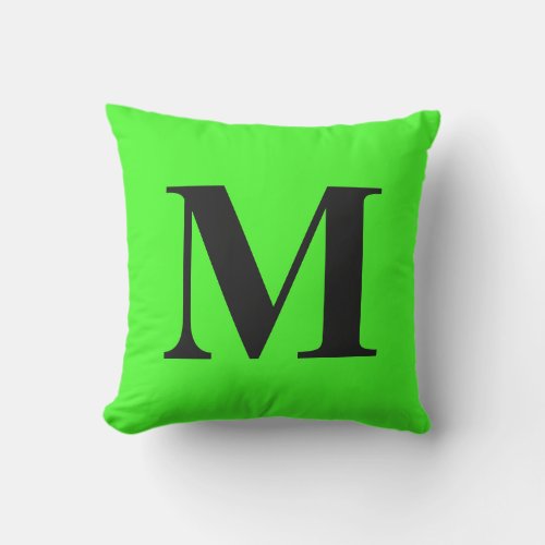 Monogram Initial Neon Green Gift Colorful Bright Outdoor Pillow