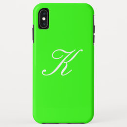 Monogram Initial Neon Green Solid Color Background iPhone XS Max Case