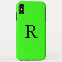 Monogram Initial Neon Green Solid Color Cool iPhone XS Max Case