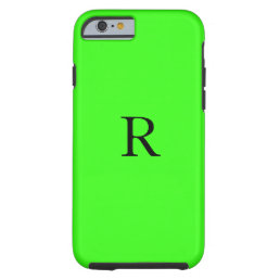 Monogram Initial Neon Green Solid Color Cool Tough iPhone 6 Case
