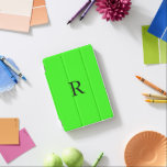 Monogram Initial Neon Green Solid Color Cool iPad Mini Cover<br><div class="desc">Designed with text template for monogram initial and elegant solid color neon green background.</div>