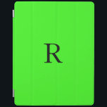 Monogram Initial Neon Green Solid Color Cool iPad Smart Cover<br><div class="desc">Designed with text template for monogram initial and elegant solid color neon green background</div>