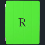 Monogram Initial Neon Green Solid Color Cool iPad Smart Cover<br><div class="desc">Designed with text template for monogram initial and elegant solid color neon green background</div>