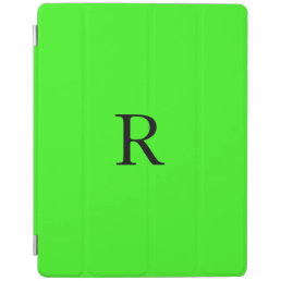Monogram Initial Neon Green Solid Color Cool iPad Smart Cover
