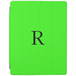 Monogram Initial Neon Green Solid Color Cool iPad Smart Cover