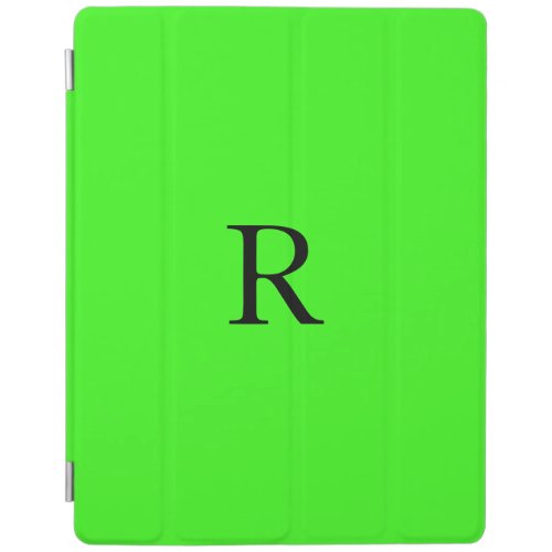 Monogram Initial Neon Green Solid Color Cool iPad Smart Cover