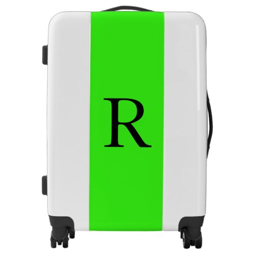 Monogram Initial Neon Green Solid Color Cool Luggage