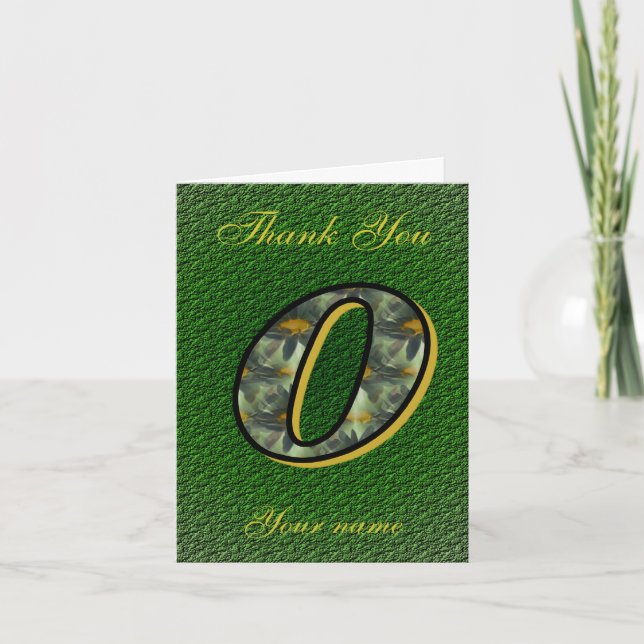 Monogram Initial O Daisies Art Personalized Letterpress Thank You Card (Front)