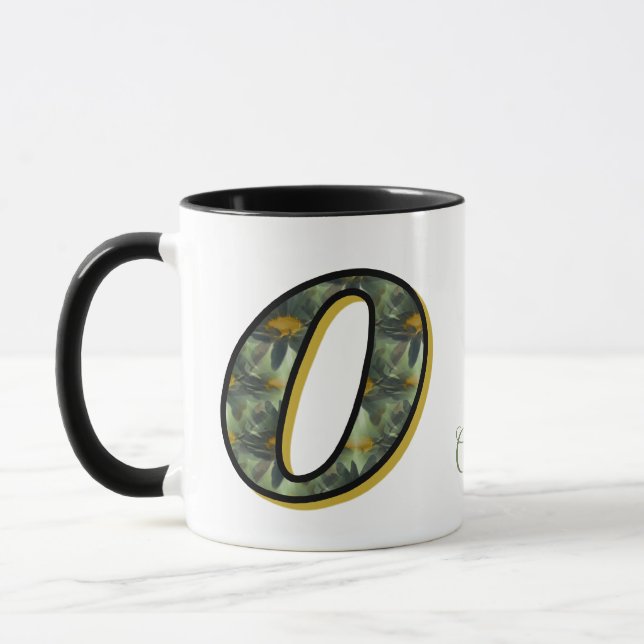 Monogram Initial O Daisies Floral Art Personalized Mug (Left)