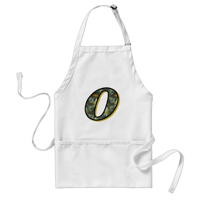 Monogram Initial O Daisies Flower Art Adult Apron (Front)