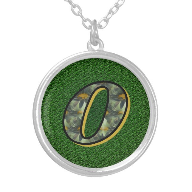 Monogram Initial O Daisies Flower Art Silver Plated Necklace (Front)