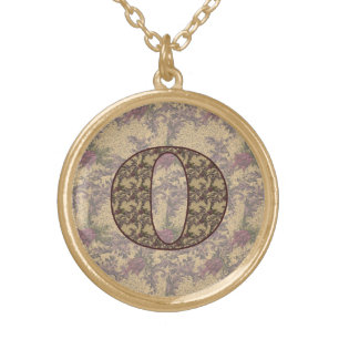 Monogram Initial O Elegant Vintage Floral  Gold Plated Necklace