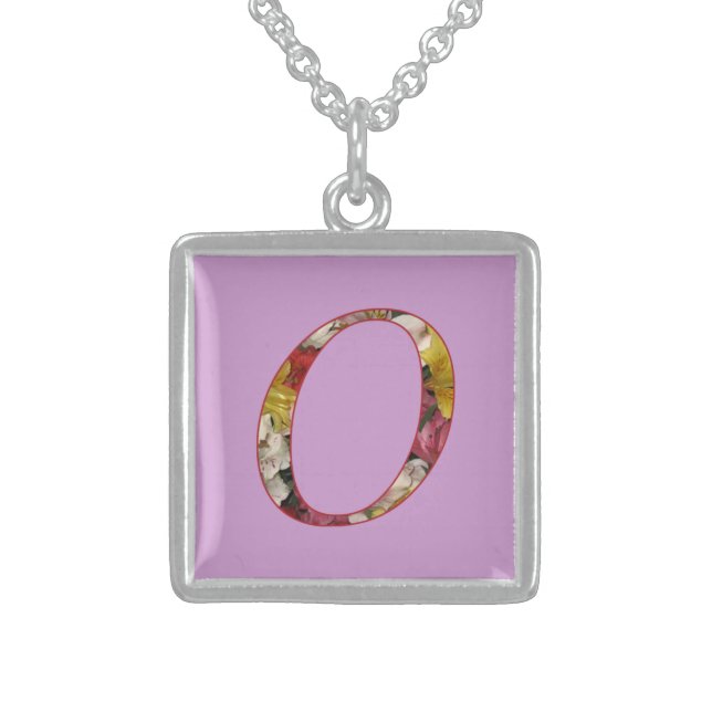 Monogram Initial O Floral Design Necklace (Front)