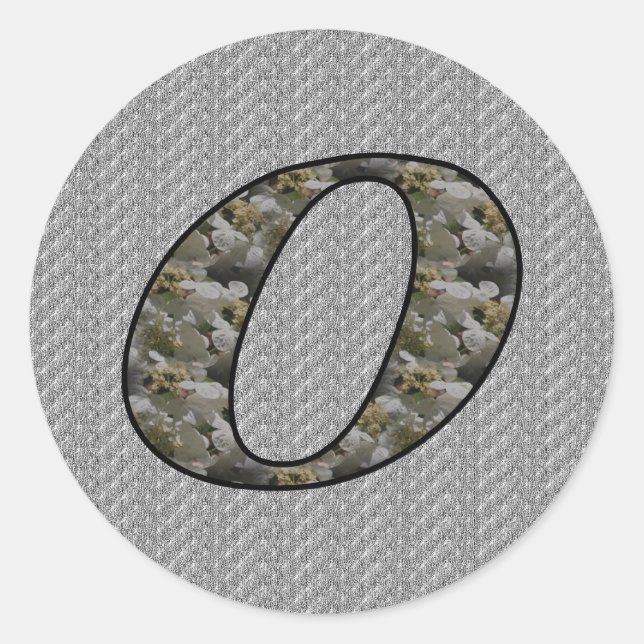 Monogram Initial O Hydrangea Flowers Classic Round Sticker (Front)