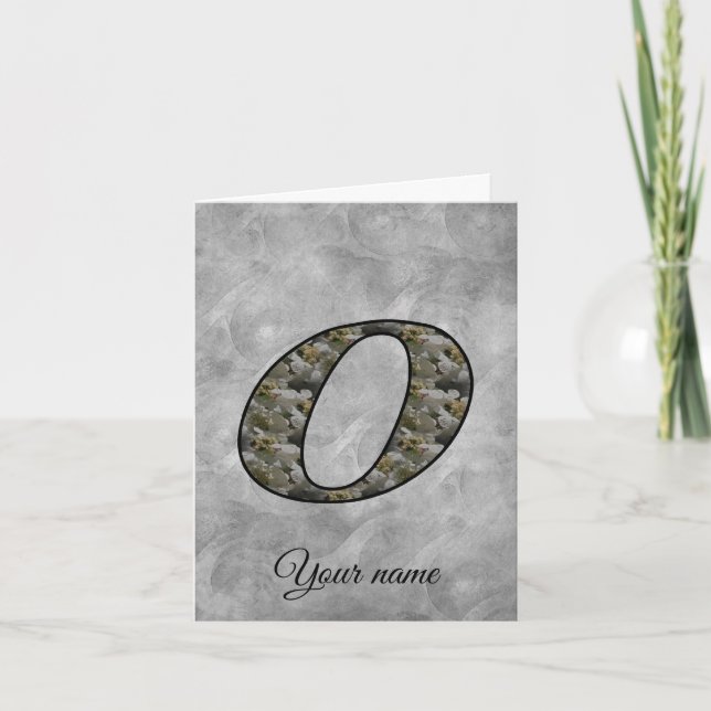 Monogram Initial O Hydrangea Flowers Personalized Note Card (Front)