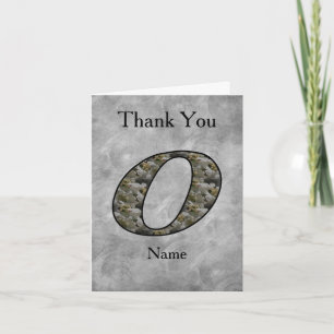 Monogram Initial O Hydrangea Flowers Personalized Thank You Card