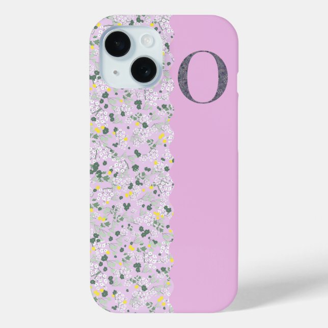 MONOGRAM INITIAL O LILAC LITTLE FLOWERS Case-Mate iPhone CASE (Back)