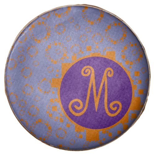 Monogram Initial orange purple circle squares Chocolate Covered Oreo