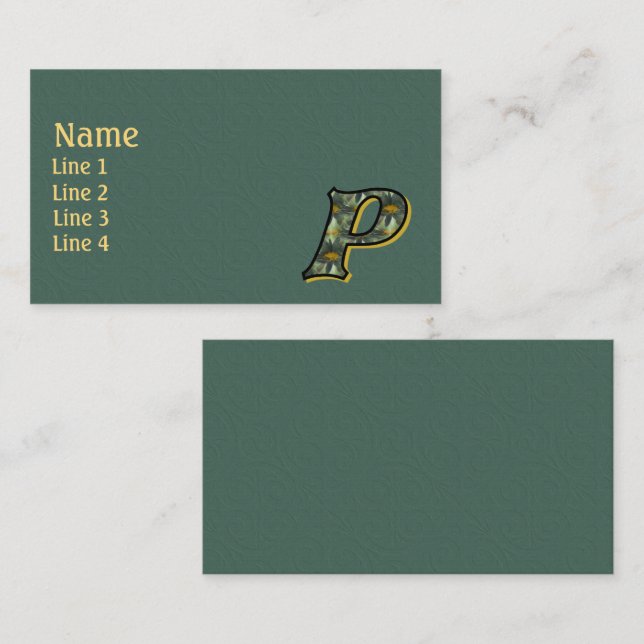 Monogram Initial P Daisies Floral Art Business Card (Front/Back)