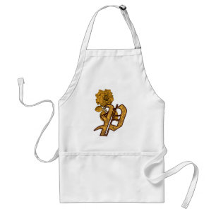 Monogram Initial P Elegant Gold Peony Flower Adult Apron